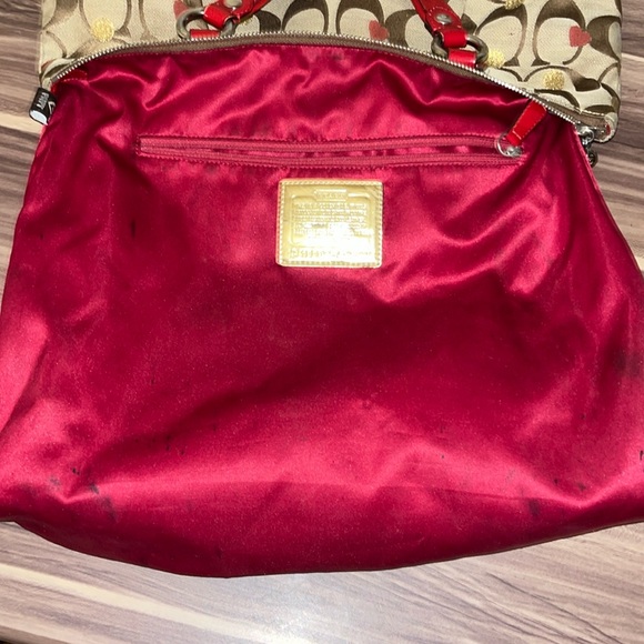 Limited edition, COACH POPPY KHAKI/RED LAURA SECRET ADMIRER LARGE TOTE BAG - Picture 11 of 16